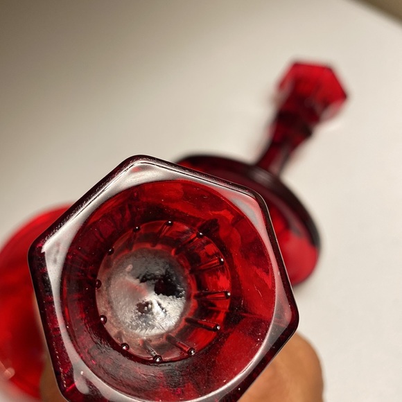 Indiana Glass Ruby Red Candlestick Holders - Picture 4 of 5